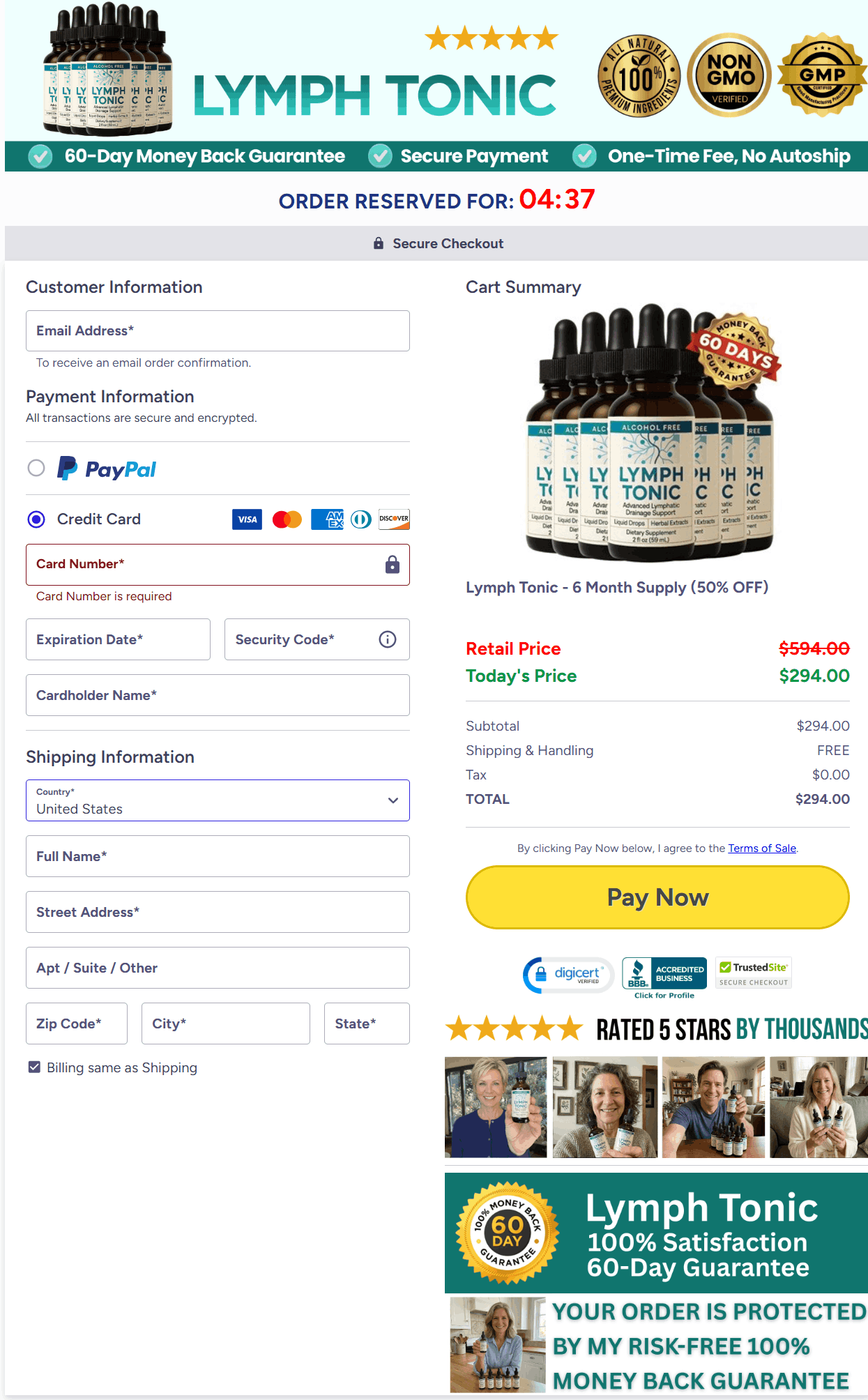 Lymph Tonic Order Form
